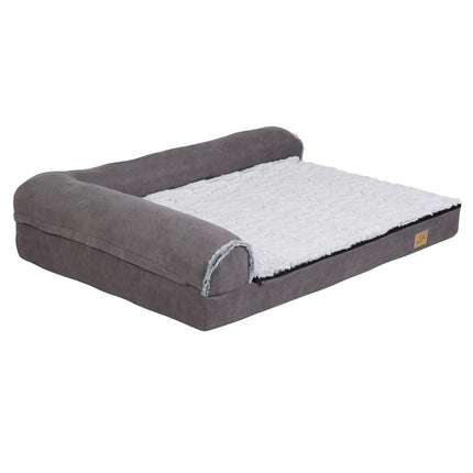 L-Shaped Dog Bed with Bolstered Cushion & Neck Care(2XL).