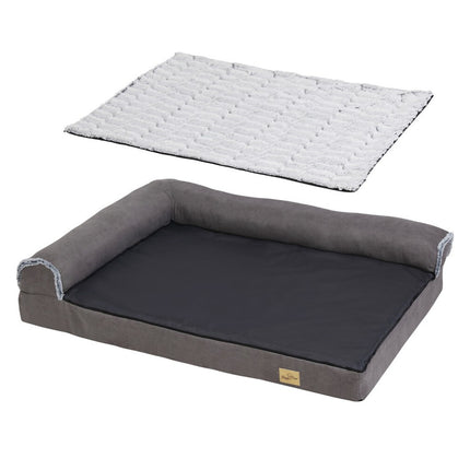 L-Shaped Dog Bed with Bolstered Cushion & Neck Care(2XL).