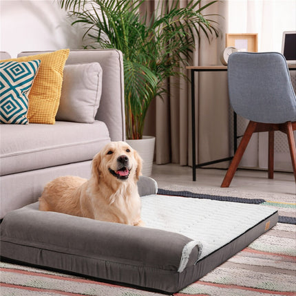L-Shaped Dog Bed with Bolstered Cushion & Neck Care(2XL).