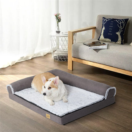 L-Shaped Dog Bed with Bolstered Cushion & Neck Care(2XL).