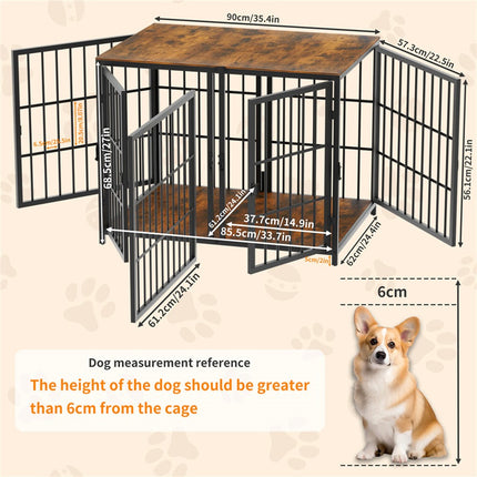 Fin 4 Doors Ultra Thicken Dog Crate Cage End Table Divided Dog Puppy Kennel For 2 Dog.