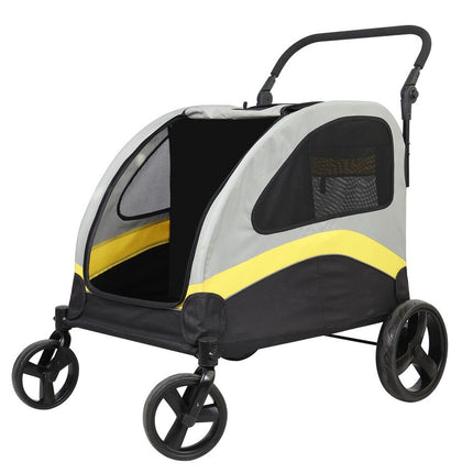 Two Dogs Stroller Divider Pet Travel Stroller Carrier One-key Folding Outdoor.
