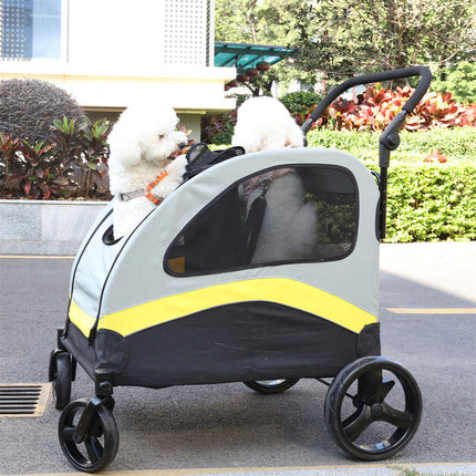 Two Dogs Stroller Divider Pet Travel Stroller Carrier One-key Folding Outdoor.