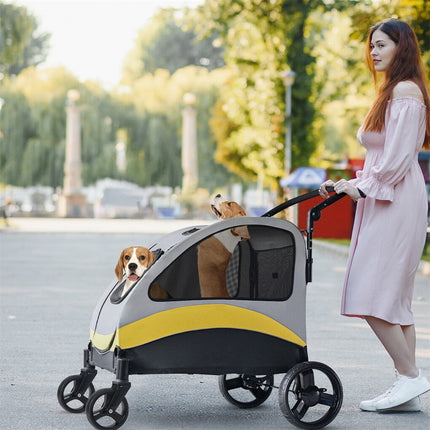 Two Dogs Stroller Divider Pet Travel Stroller Carrier One-key Folding Outdoor.