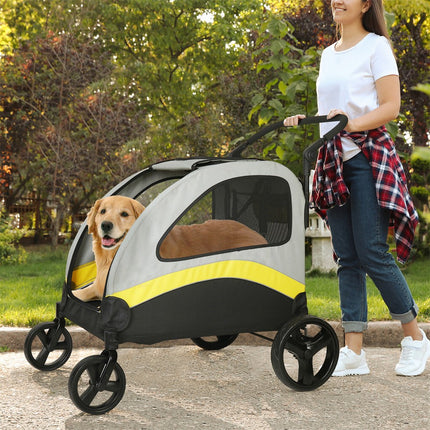 Two Dogs Stroller Divider Pet Travel Stroller Carrier One-key Folding Outdoor.