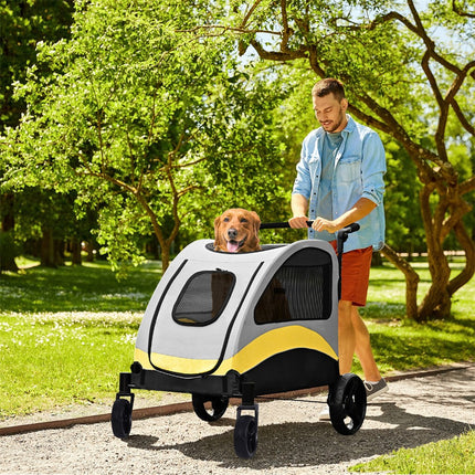 Two Dogs Stroller Divider Pet Travel Stroller Carrier One-key Folding Outdoor.