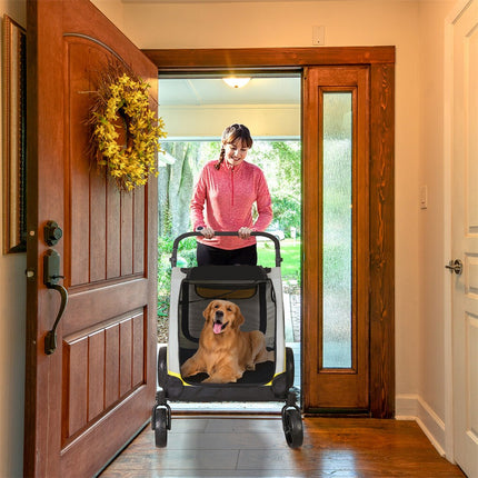 Two Dogs Stroller Divider Pet Travel Stroller Carrier One-key Folding Outdoor.
