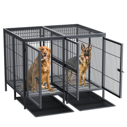 Giant Dog Cage Indoor Outdoor Super-Hard Metal Kennel Pet Playpen W Tray&Divider.