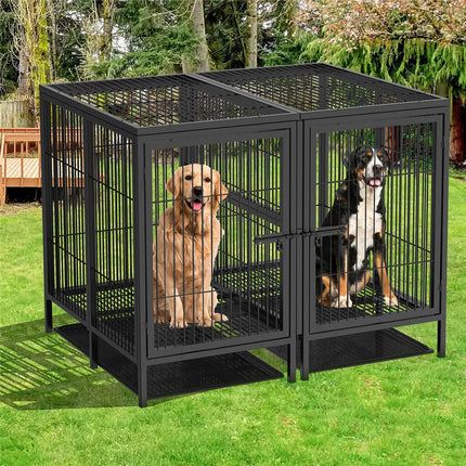 Giant Dog Cage Indoor Outdoor Super-Hard Metal Kennel Pet Playpen W Tray&Divider.