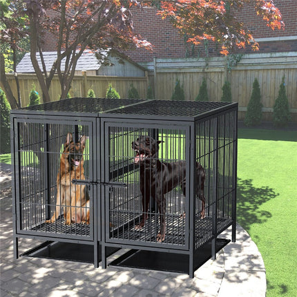 Giant Dog Cage Indoor Outdoor Super-Hard Metal Kennel Pet Playpen W Tray&Divider.