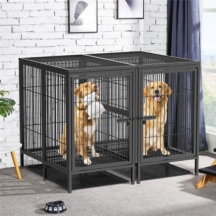 Giant Dog Cage Indoor Outdoor Super-Hard Metal Kennel Pet Playpen W Tray&Divider.