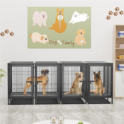 Giant Dog Cage Indoor Outdoor Super-Hard Metal Kennel Pet Playpen W Tray&Divider.