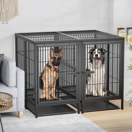 Giant Dog Cage Indoor Outdoor Super-Hard Metal Kennel Pet Playpen W Tray&Divider.