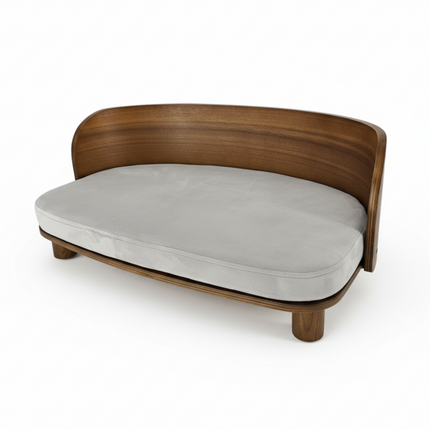 P&P Wood & Grey Small Elevated Cat Bed With Cushion, Solid Frame And Quick Assembly.