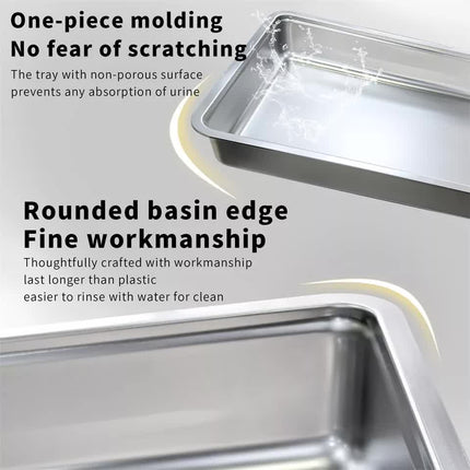 Stainless Steel Enclosed Cat Litter Box Top Exit Pet Toilet Box w/ Litter Scoop.