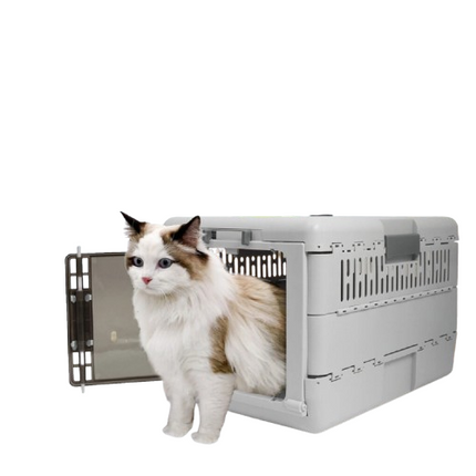 Portable Cat Travel Carrier Collapsible Plastic Kitten Pet Carry Crate.