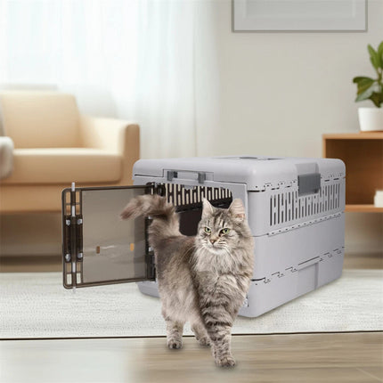 Portable Cat Travel Carrier Collapsible Plastic Kitten Pet Carry Crate.
