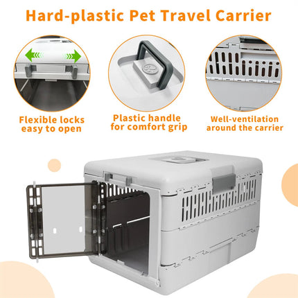 Portable Cat Travel Carrier Collapsible Plastic Kitten Pet Carry Crate.