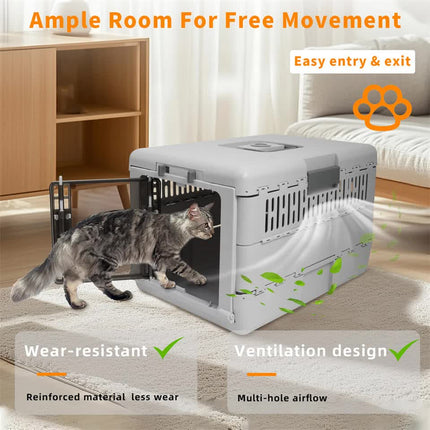 Portable Cat Travel Carrier Collapsible Plastic Kitten Pet Carry Crate.