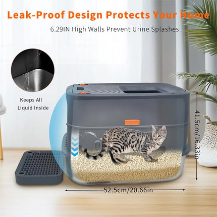 P&P Jumbo Stainless Steel Cat Litter Box for Multi-Cats Large Toilet Box with Removable Lid.
