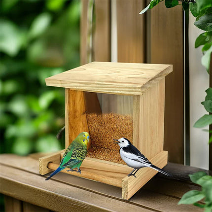 Wooden Outdoor Hanging Bird Feeder Wall Mounted.