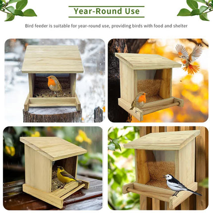 Wooden Outdoor Hanging Bird Feeder Wall Mounted.