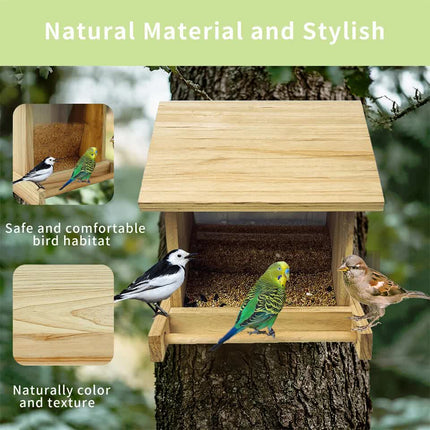 Wooden Outdoor Hanging Bird Feeder Wall Mounted.