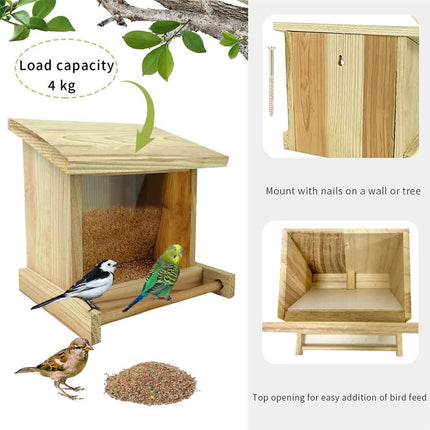 Wooden Outdoor Hanging Bird Feeder Wall Mounted.