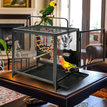 Heavy Duty Metal Bird Cage Parrot Transport Carrying Cage Large Pet Cages Aviary.