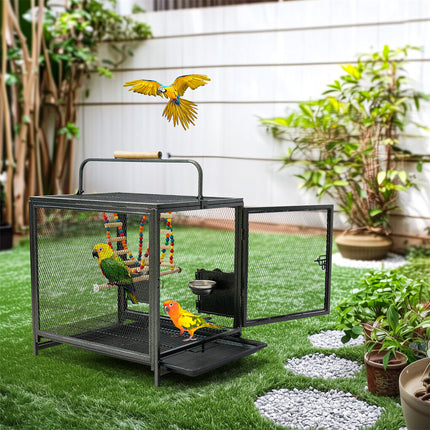 Heavy Duty Metal Bird Cage Parrot Transport Carrying Cage Large Pet Cages Aviary.