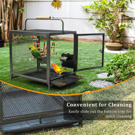 Heavy Duty Metal Bird Cage Parrot Transport Carrying Cage Large Pet Cages Aviary.
