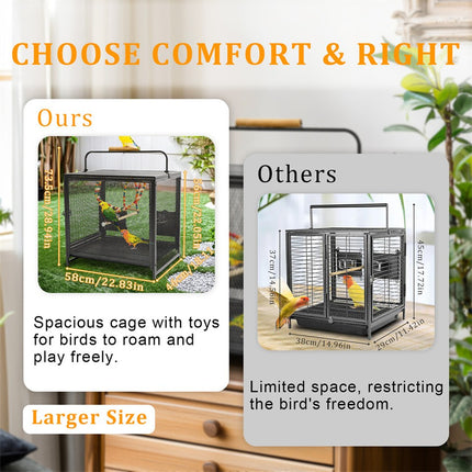 Heavy Duty Metal Bird Cage Parrot Transport Carrying Cage Large Pet Cages Aviary.