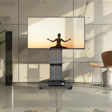Heavy-Duty Rolling TV Cart Stand with Wheels for 32"–65" TVs | Height Adjustable Mobile Floor Mount.