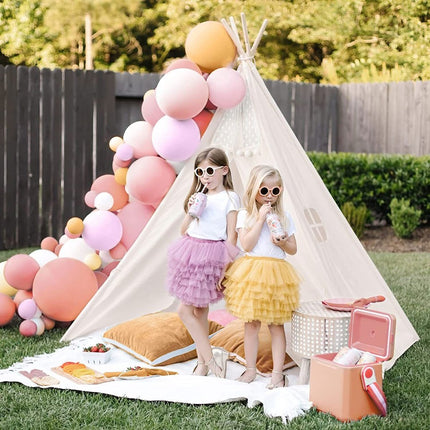 Xxl Kids Play Teepee Tent Indoor Boho Tent Foldable Tipi With Window/Pompom/Mat.