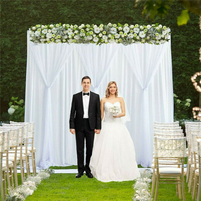 3mx6m 10ft Silk White Backdrop Drapes Curtain Wedding Ceremony Party Home Window Decor.