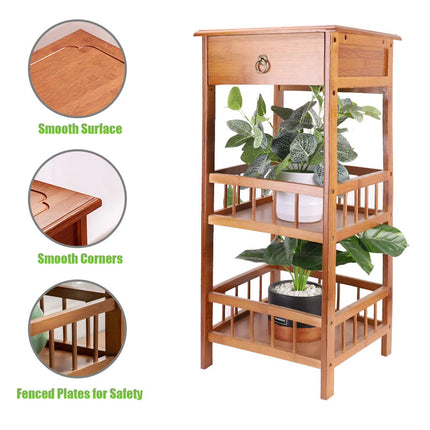 P&P Bamboo Bedside Table Nightstand Smooth Storage Side End Table with Drawers for Small Spaces.