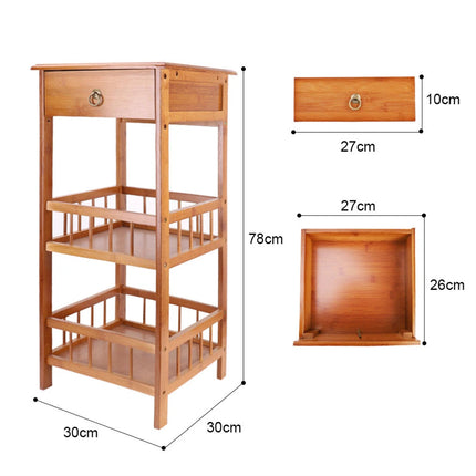 P&P Bamboo Bedside Table Nightstand Smooth Storage Side End Table with Drawers for Small Spaces.