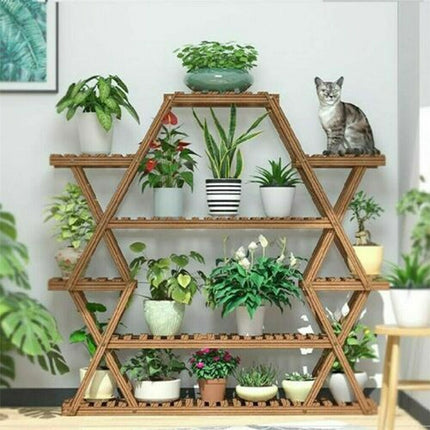 Multilayer Corner Garden Plant Stand Elegant and Practical Display Solution.