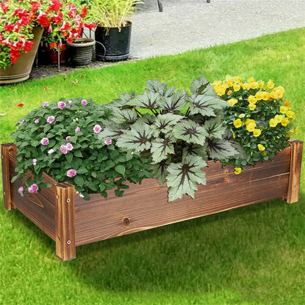 Large Rectangular Wooden Planters Garden Outdoor Flower Plant Herbs Pot Boxes.