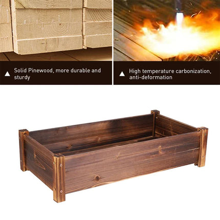 Large Rectangular Wooden Planters Garden Outdoor Flower Plant Herbs Pot Boxes.