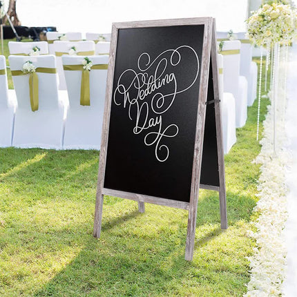 P&P Rustic Wooden Double-Sided Chalkboard Sign for Indoor & Outdoor Use.