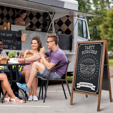 P&P Rustic Wooden Double-Sided Chalkboard Sign for Indoor & Outdoor Use.