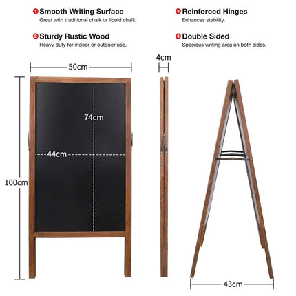 P&P Rustic Wooden Double-Sided Chalkboard Sign for Indoor & Outdoor Use.