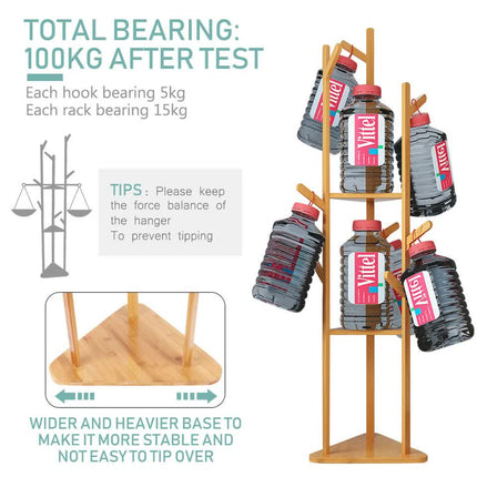 Solid Wood Floor Standing Hat Coat Jacket Hanger Storage Stand.