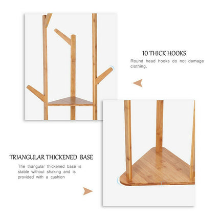 Solid Wood Floor Standing Hat Coat Jacket Hanger Storage Stand.