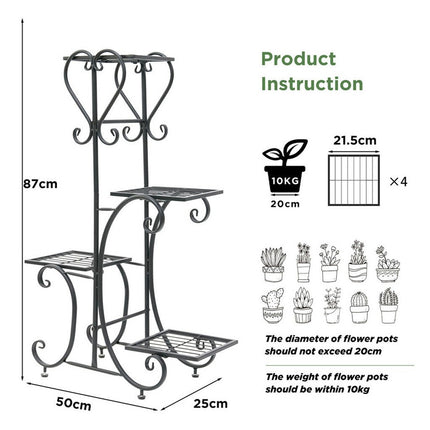 4-Tier Heavy Duty Plant Potted Stand Flower Planters Display Rack Outdoor Indoor.