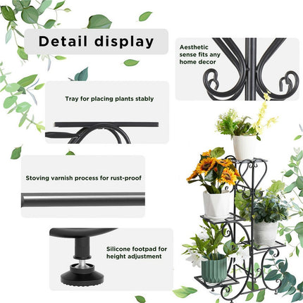4-Tier Heavy Duty Plant Potted Stand Flower Planters Display Rack Outdoor Indoor.