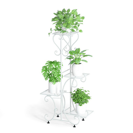 White Practical Plant Stand Wrought Iron Flower Pot Holder Corner Plant Shelf Organize.