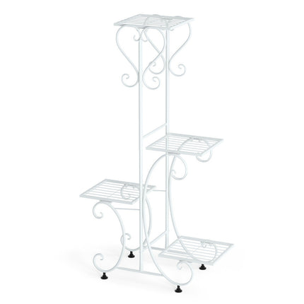 White Practical Plant Stand Wrought Iron Flower Pot Holder Corner Plant Shelf Organize.