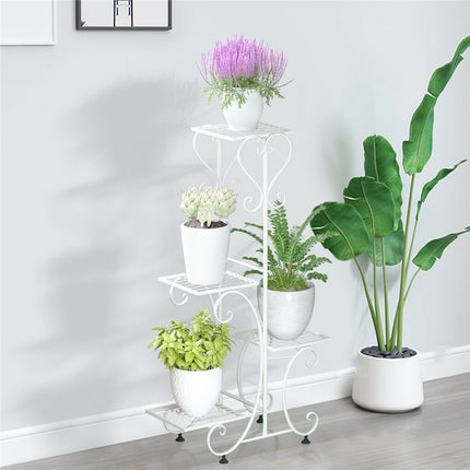 White Practical Plant Stand Wrought Iron Flower Pot Holder Corner Plant Shelf Organize.